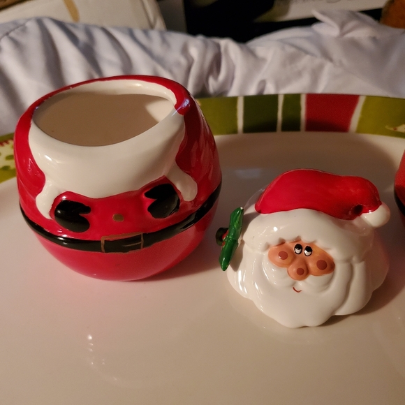 Vintage Ceramic Santa Sugar And Creamer Set OCI Omnibus - Picture 5 of 12